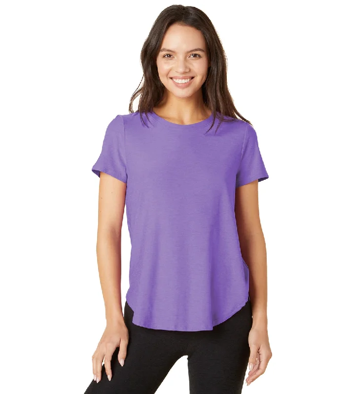 Beyond Yoga Featherweight Spacedye On the Down Low Yoga Tee Bright Amethyst Heather