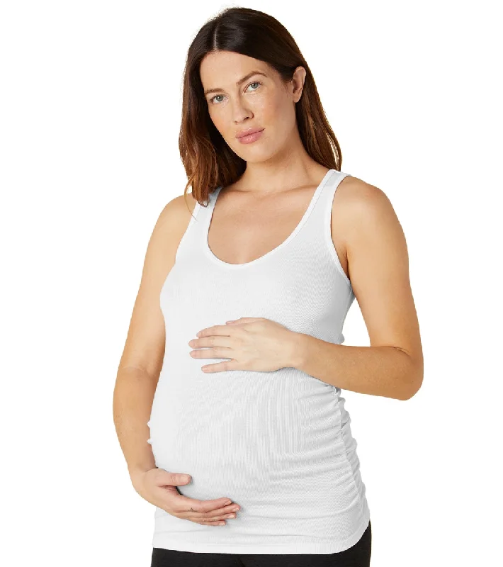 Beyond Yoga In a Cinch Low V Maternity Tank White