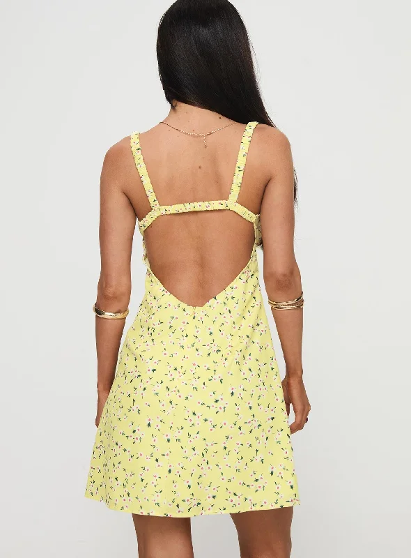 Georgia Mini Dress Yellow Floral