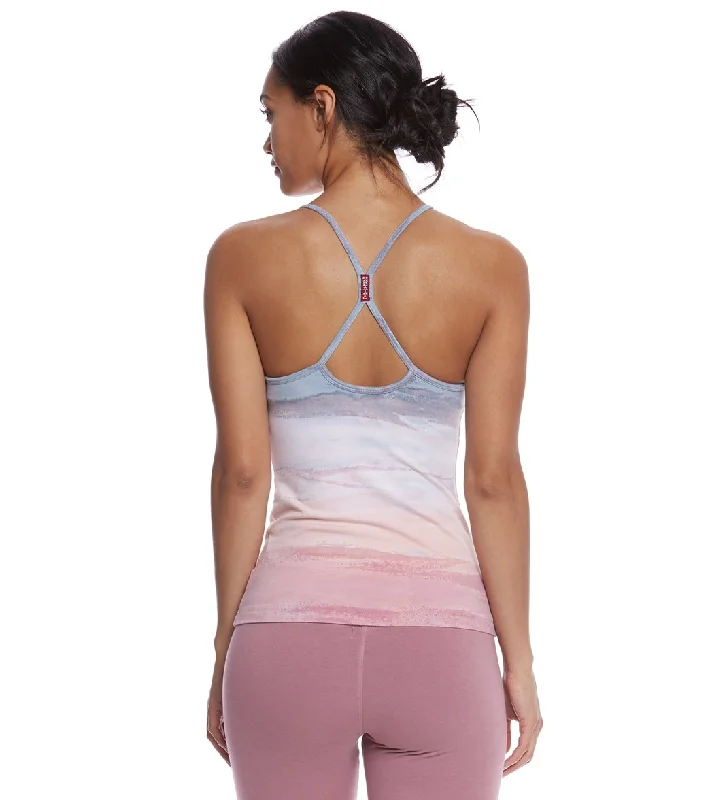 Hard Tail Freestyle Yoga Bra Tank Top Gray-Blue/Peach/Pink