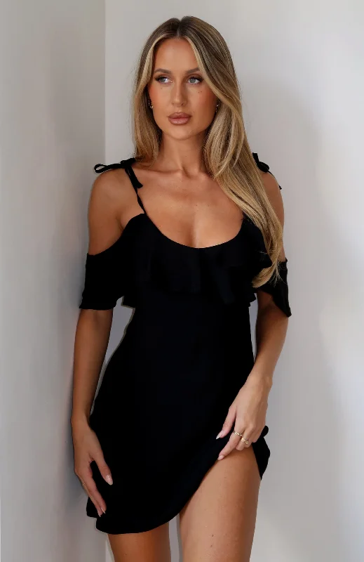 Keeping Up Off Shoulder Mini Dress Black