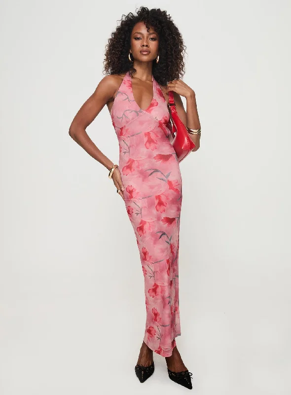 Maillard Halter Maxi Dress Pink