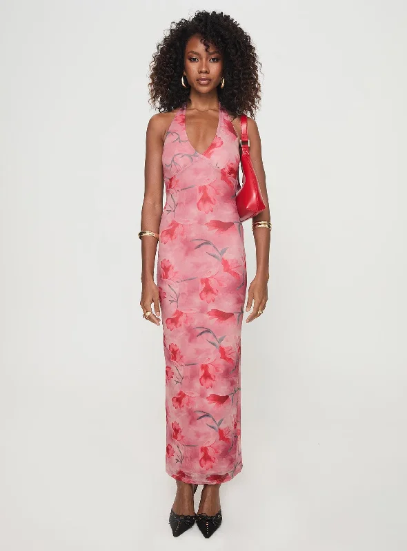 Maillard Halter Maxi Dress Pink