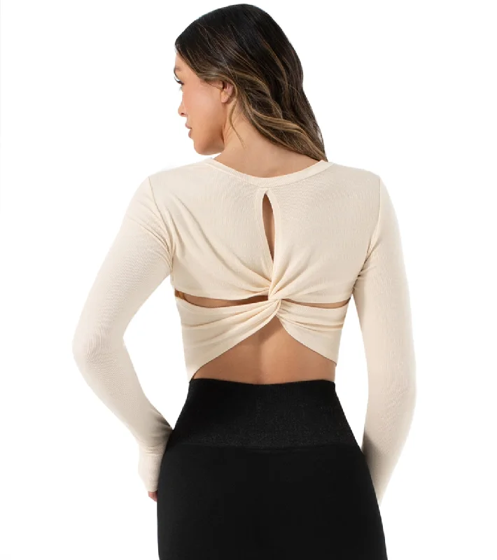 NUX Acacia Twist Back Long Sleeve Vanilla