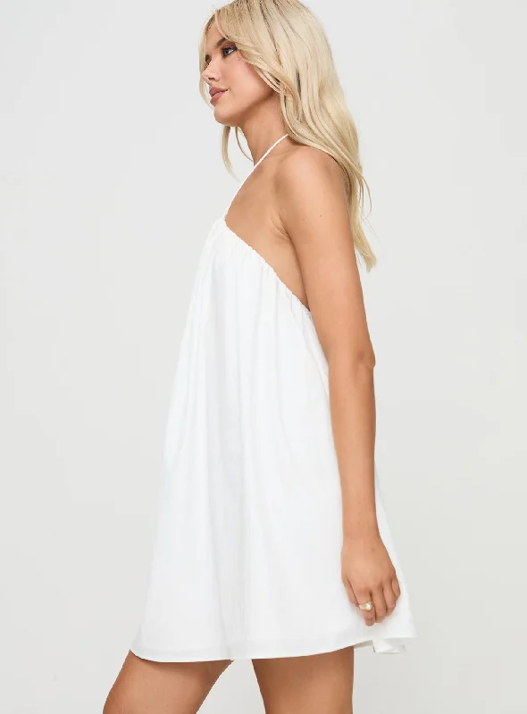 Peaco Halter Mini Dress White