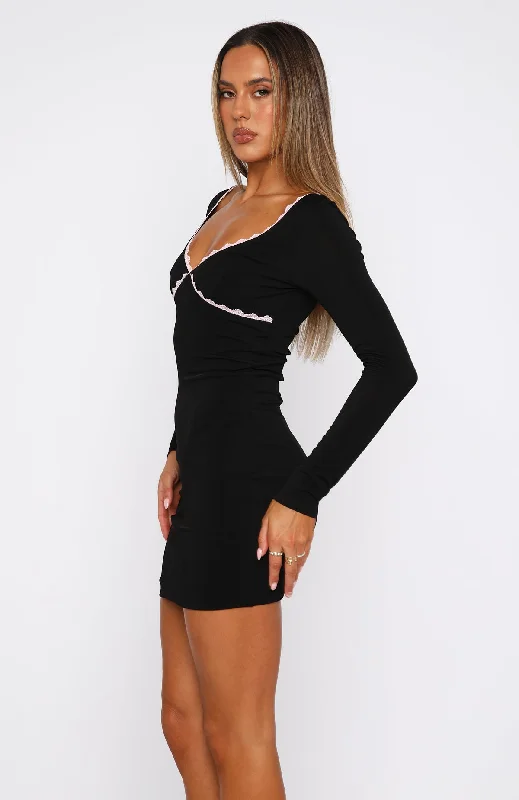 That's Hot Long Sleeve Mini Dress Black