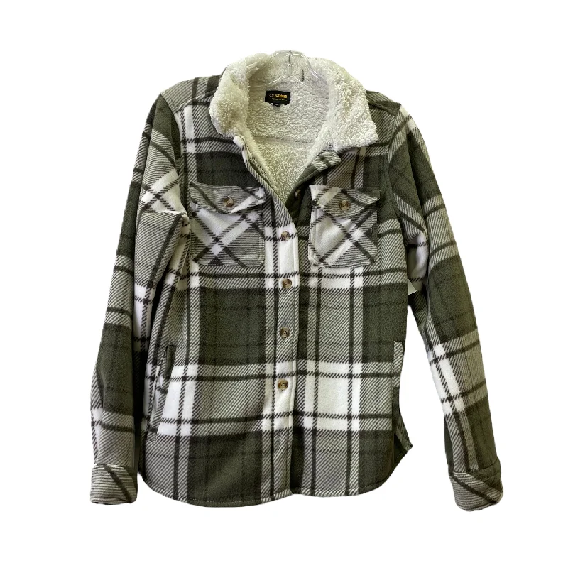 Plaid Pattern Jacket Faux Fur & Sherpa By Ci Sono, Size: M