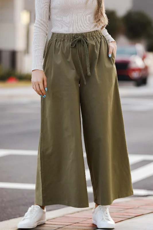 FINAL SALE - Enhanced Energy Olive Wide Leg Pants