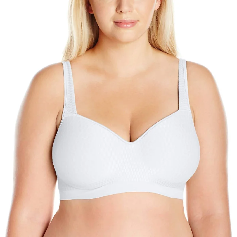 Comfort Revolution Wirefree With Lift Swiss Dot Bra In White