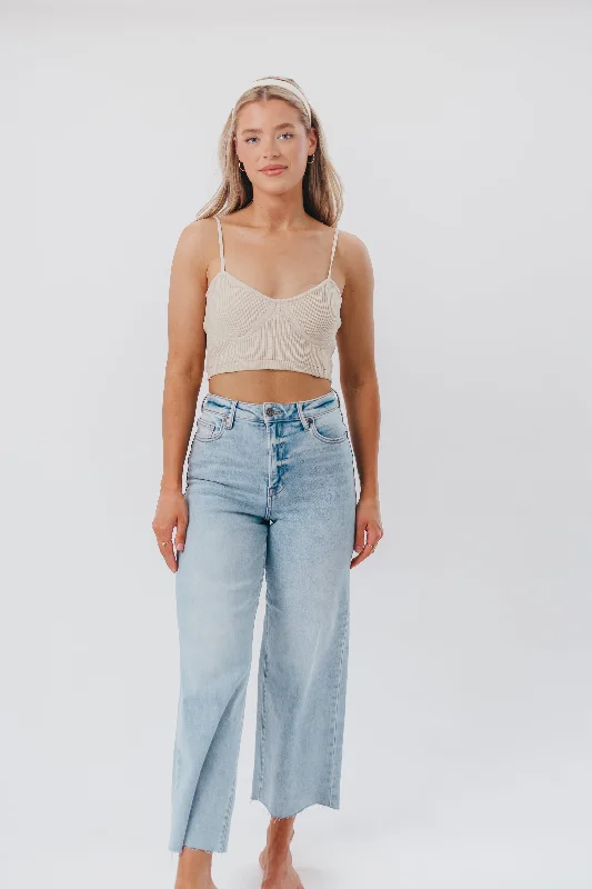 Gabby Cropped Wide Leg Jean in Light Denim