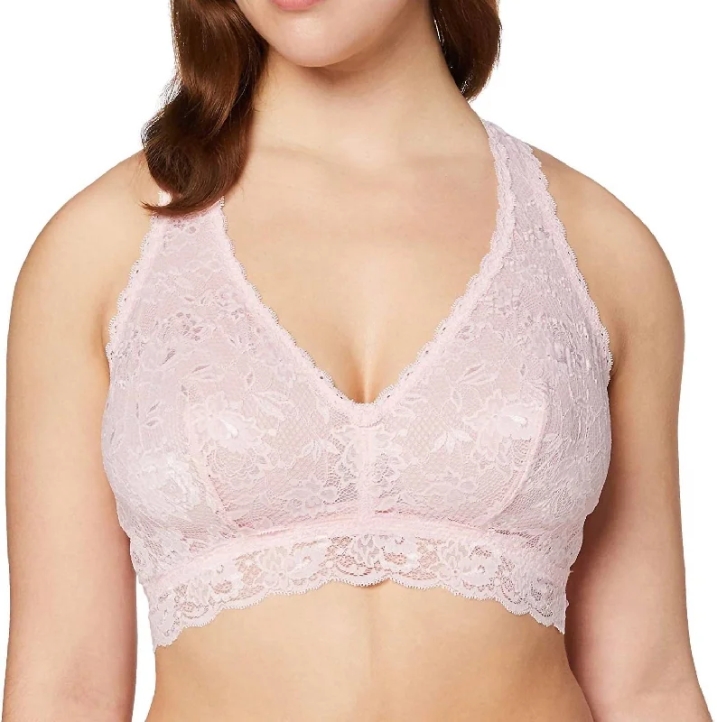 Never Say Never Curvy Racerback Bralette In Pink Lilly