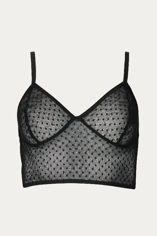 Reishi Longline Lace Triangle Bralette In Black