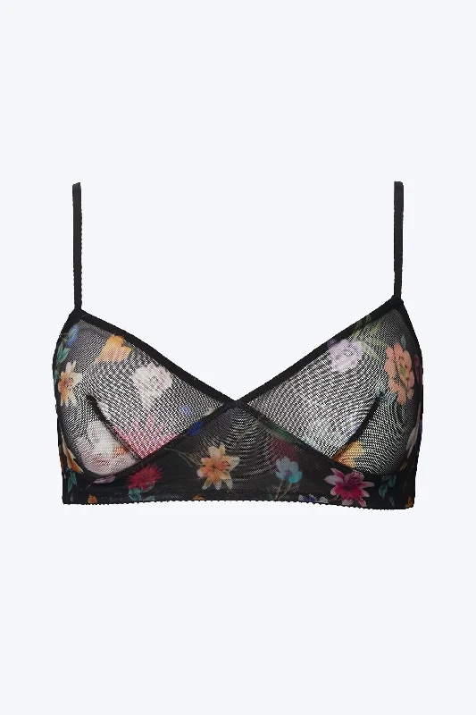 Sylvie Retro Bra In Black Floral