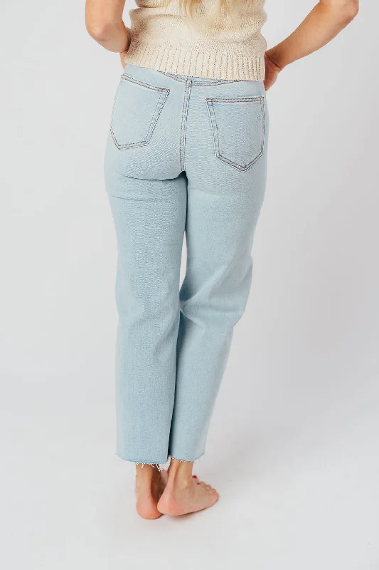 Ella High Rise Jean with Straight Leg in Light Blue - 27