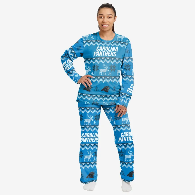 Carolina Panthers Womens Ugly Pattern Family Holiday Pajamas