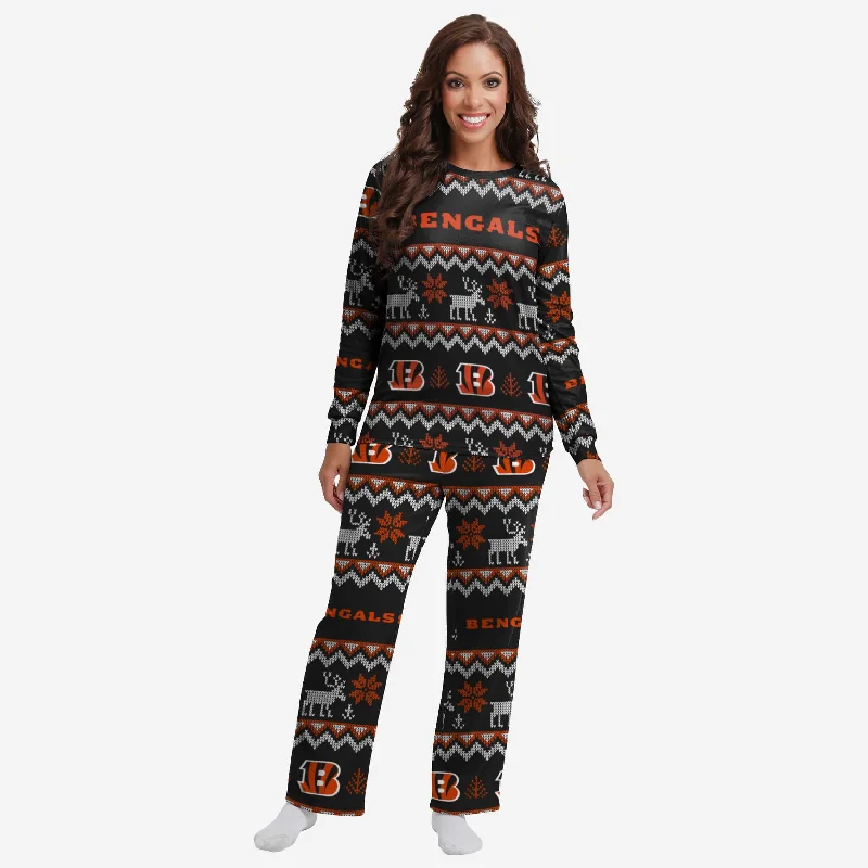 Cincinnati Bengals Womens Ugly Pattern Family Holiday Pajamas