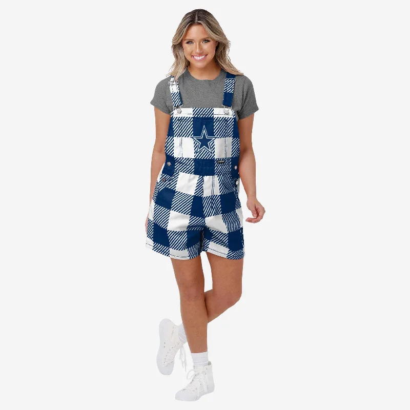 Dallas Cowboys Womens Plaid Bib Shortalls