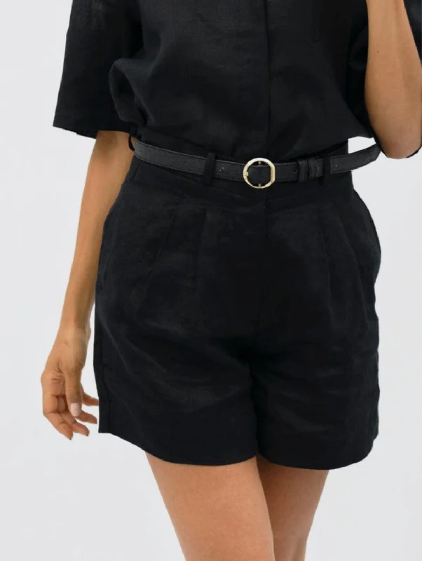 French Riviera Linen Mom Shorts | Licorice