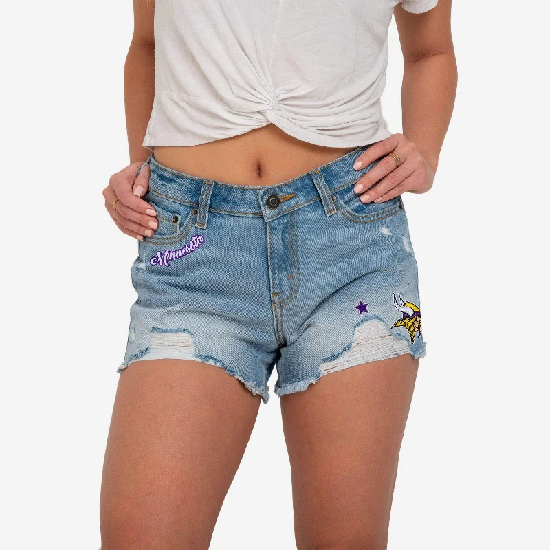 Minnesota Vikings Womens Team Logo Denim Shorts