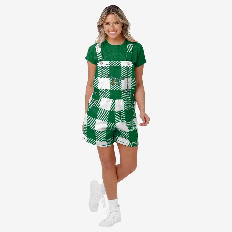 Philadelphia Eagles Womens Kelly Green Plaid Bib Shortalls