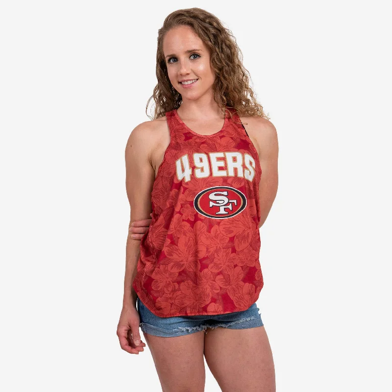 San Francisco 49ers Womens Hibiscus Twist Back Sleeveless Top