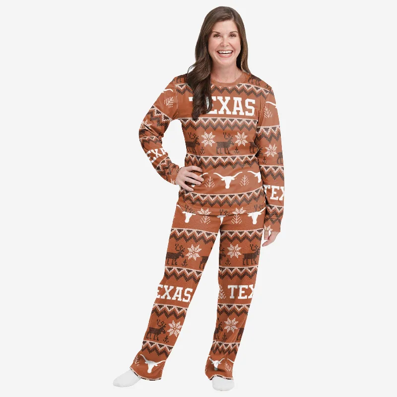 Texas Longhorns Womens Ugly Pattern Family Holiday Pajamas