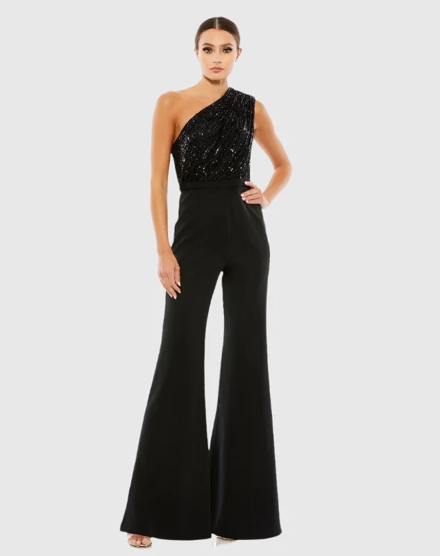 Sequined One Shoulder Jumpsuit