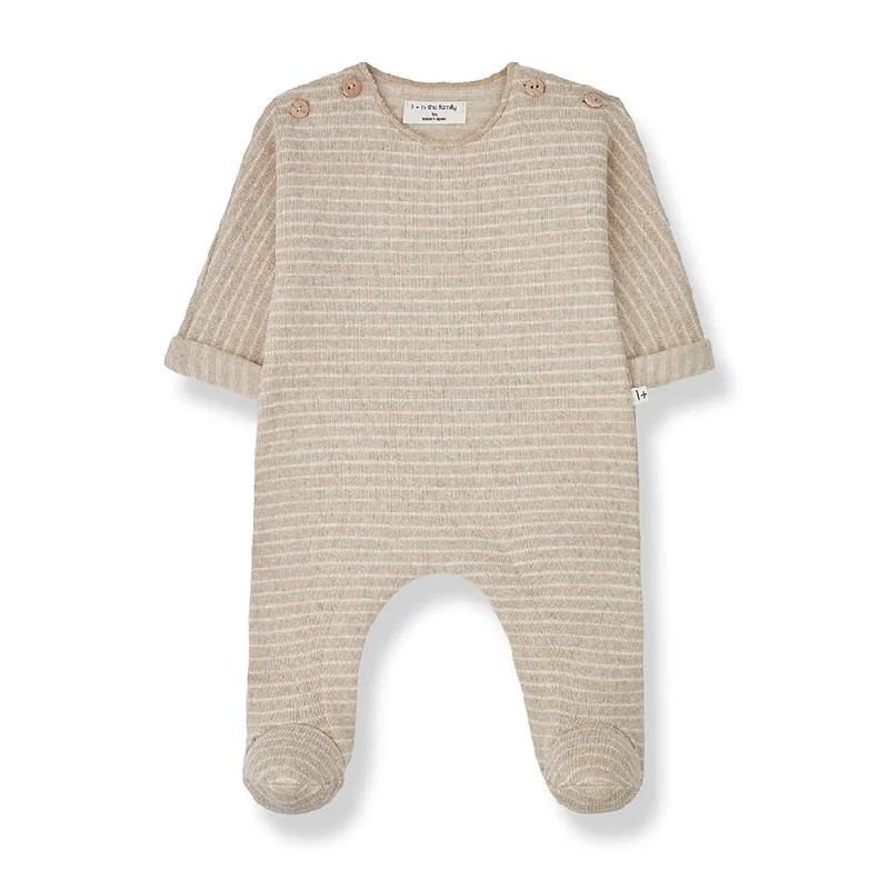 One More In The Family Porthos Beige Jumpsuit W/Feet