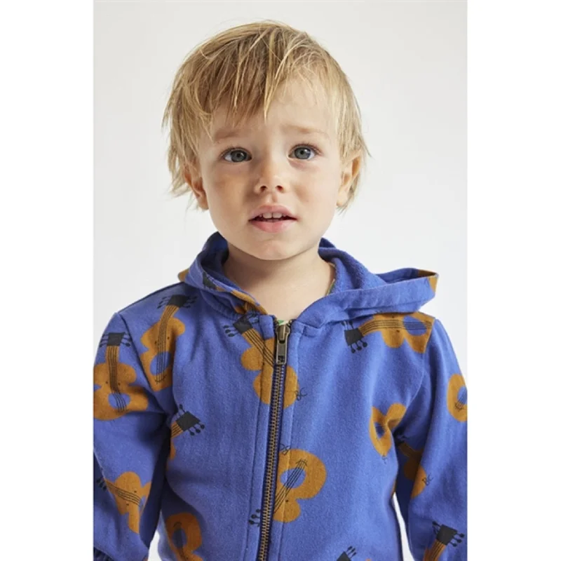 Bobo Choses Baby Acoustic Guitar All Over Zipped Hoodie Navy Blue