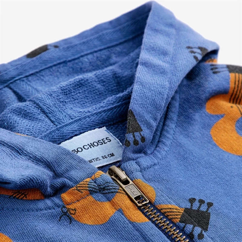 Bobo Choses Baby Acoustic Guitar All Over Zipped Hoodie Navy Blue