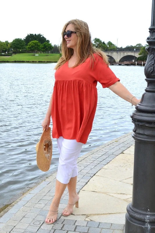 Burnt Orange Beach Day Tunic Top