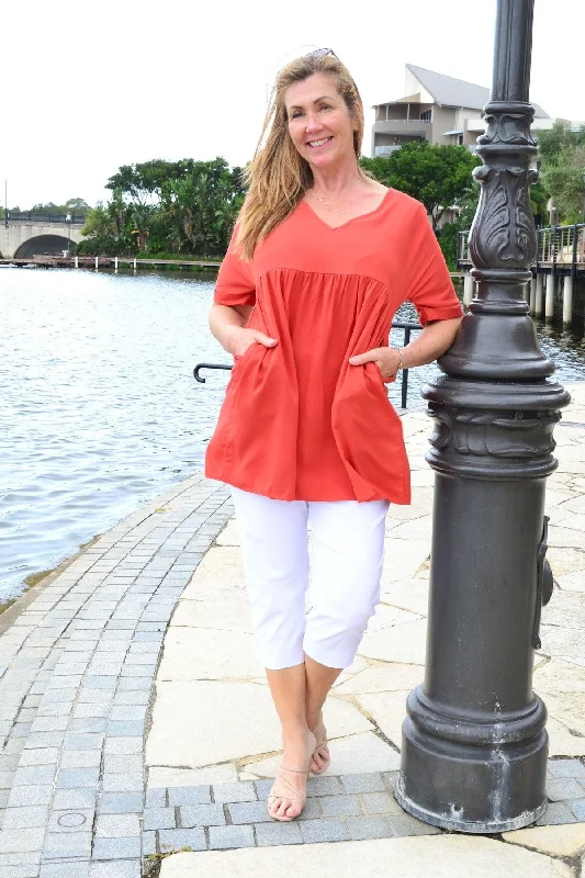 Burnt Orange Beach Day Tunic Top