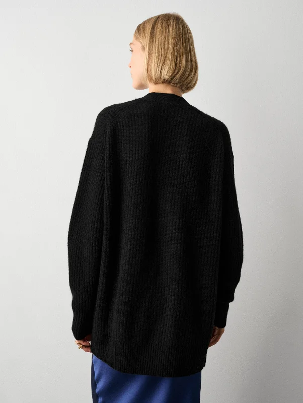 Cashmere Ribbed Patch Pocket Cardigan