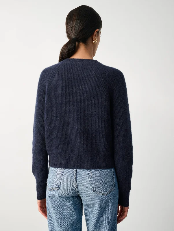 Cashmere Waffle Crewneck Cardigan