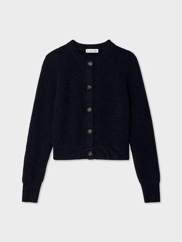 Cashmere Waffle Crewneck Cardigan