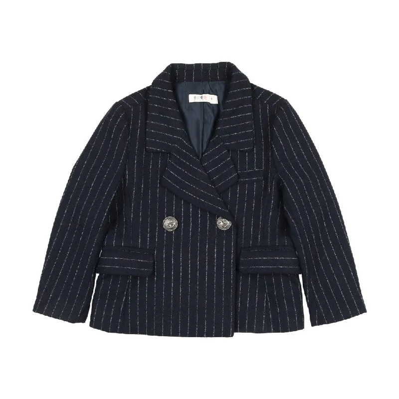 Coco Blanc Boys Navy Pinstripe Blazer