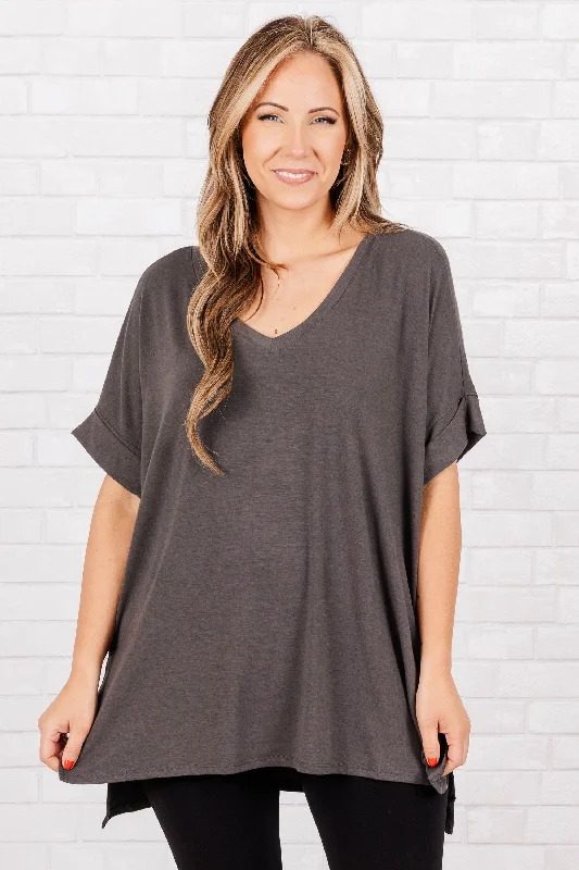 Comfy Travels Top, Ash Grey