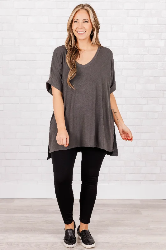 Comfy Travels Top, Ash Grey