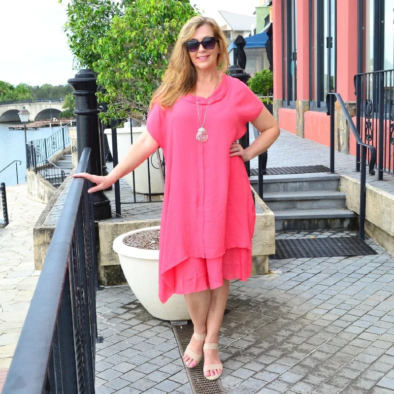 Coral Drop shoulder Tunic Dress