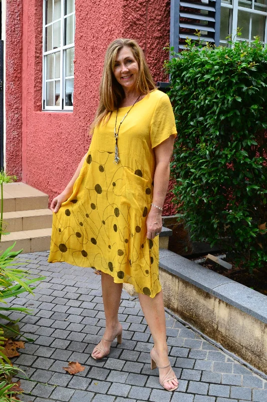 Dotty Yellow Pocket Dress Tunic