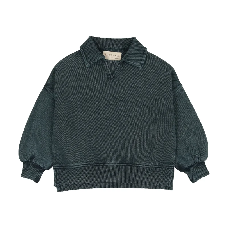 Farren and Me Boys Washed Black Sweatshirt Polo