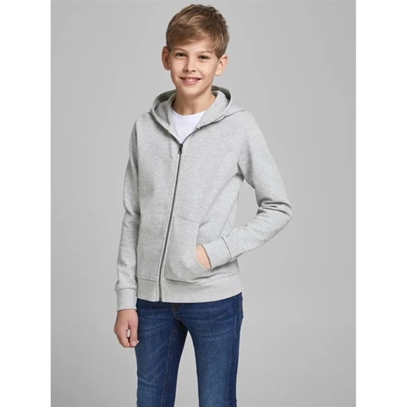 Jack & Jones Junior Light Grey Melange Basic Sweatshirt with Zipper Noos