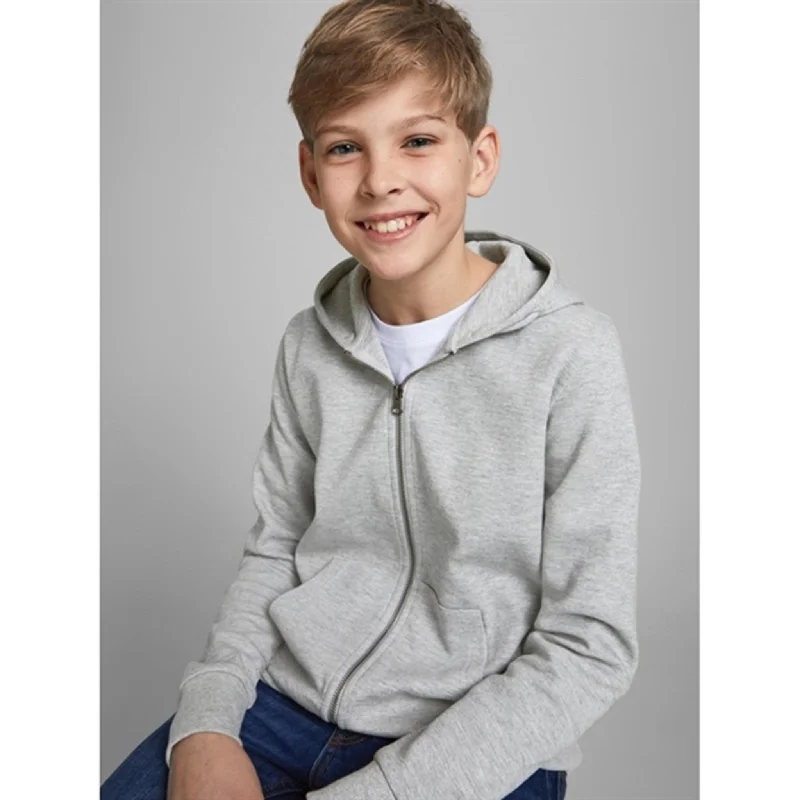 Jack & Jones Junior Light Grey Melange Basic Sweatshirt with Zipper Noos