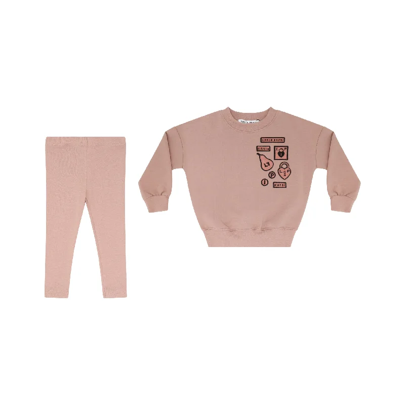 Little Parni Baby Multipatch Pink Sweatshirt w Leggings k467