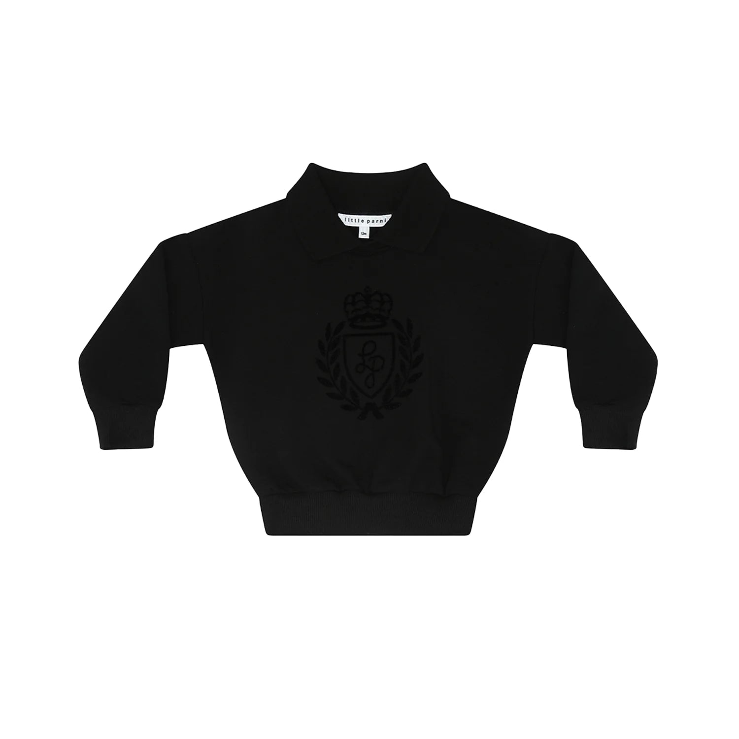 Little Parni Collar w flocking logo Black Sweatshirt K473