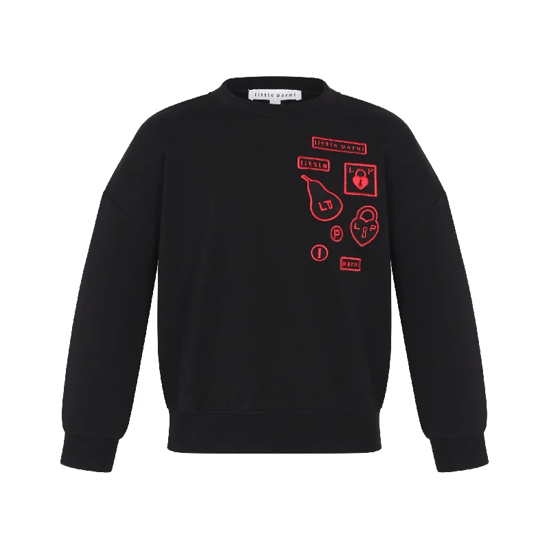 Little Parni Multipatch black Sweatshirt K468