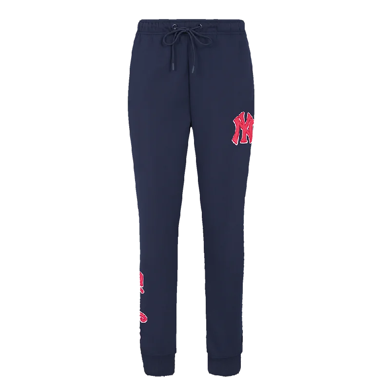 MLB NEW YORK YANKEES PINK CLOUD WOMEN'S  FLC SWEATPANT (MIDNIGHT NAVY)