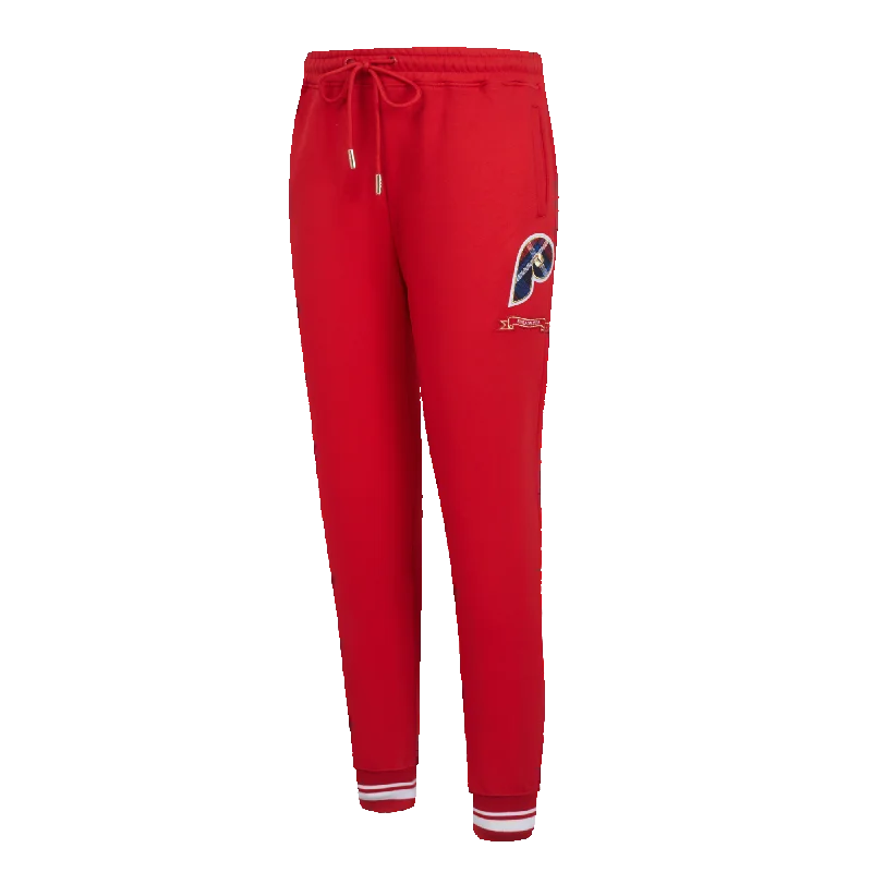 MLB PHILADELPHIA PHILLIES PRO PREP WOMEN'S RIB FLC SWEATPANT (RED)