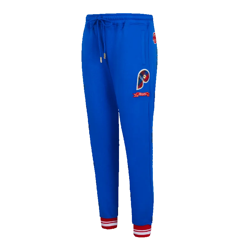 MLB PHILADELPHIA PHILLIES PRO PREP WOMEN'S RIB FLC SWEATPANT (ROYAL BLUE/RED)