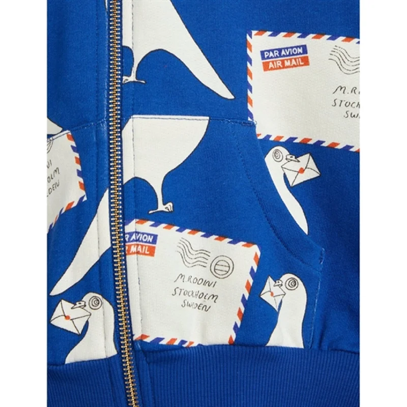 Mini Rodini Pigeons Aop Zip Hoodie Blue